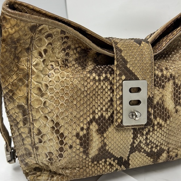 Vintage Python Zip Top Shoulder Bag Adjustable Length Strap - Picture 8 of 16